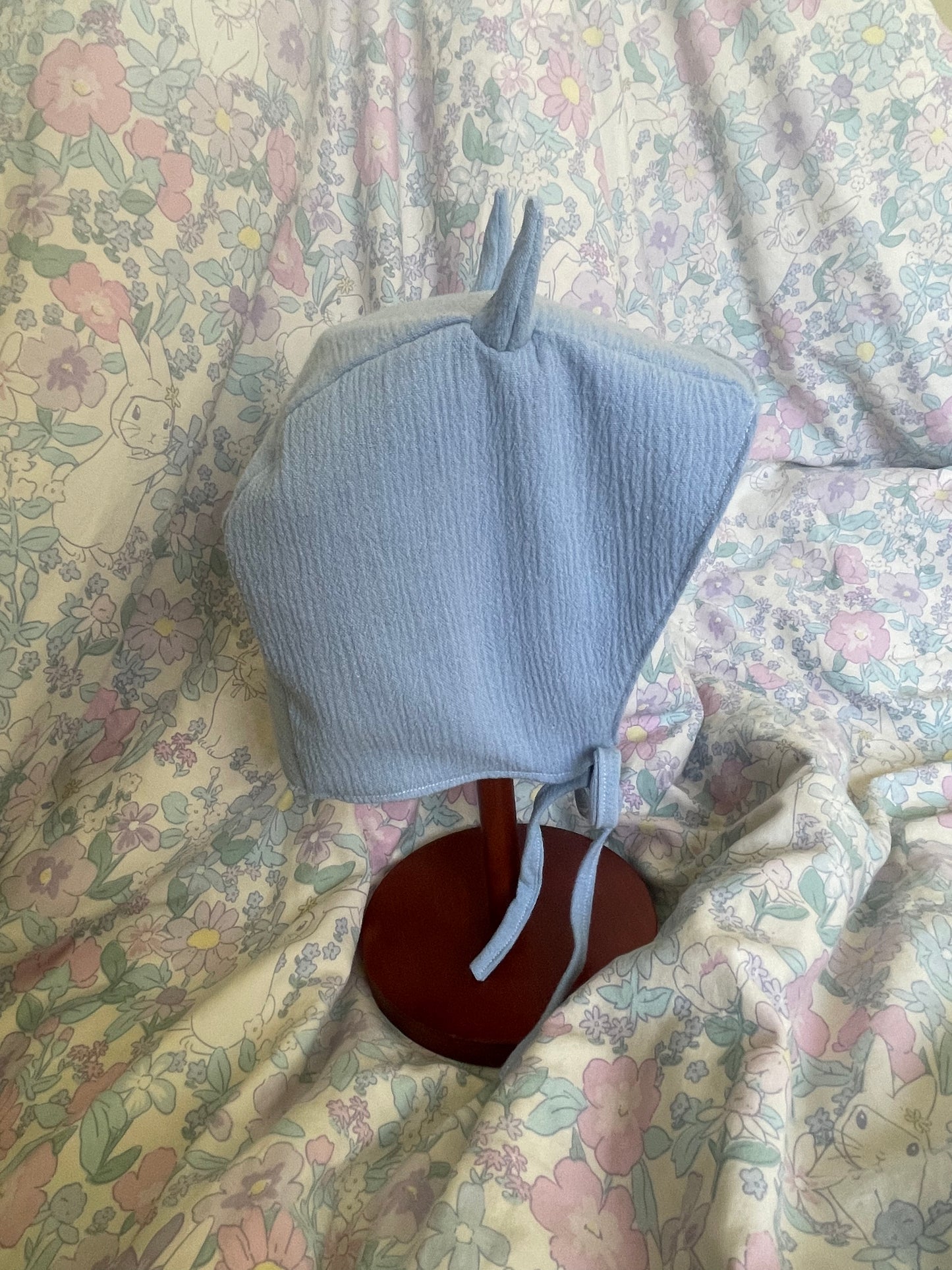 Light Blue Crepe Devil Bonnet
